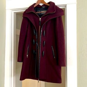Mackage Maroon Steffy Wool Coat with Toggles